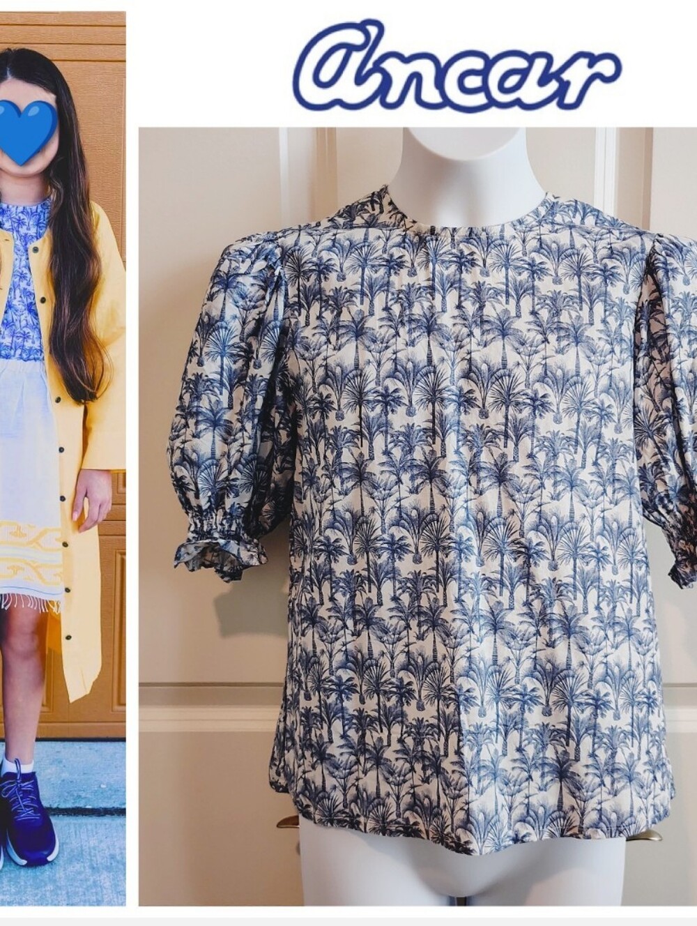 Ancar Blue Palm Tree Blouse (Spanish Brand)